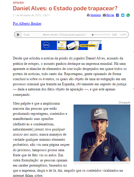 Daniel Alves: o Estado pode trapacear?